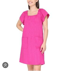 XL Nicole Miller Hot Square Neck pink baby doll dress